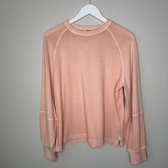 Madewell | NEW Relaxed Long Sleeve Raglan Tee Pale Blush Size Small - Picture 2 of 10